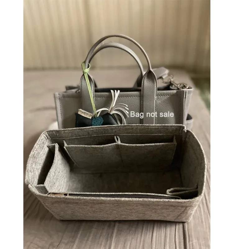 insert organisateur de sac à main adapté pour marc jacobs le sac fourre-tout en cuir de toile petit moyen grand, doublure de sacs à main de poche intérieure