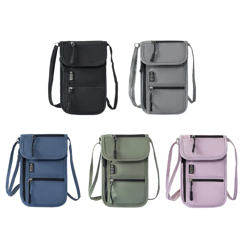 portefeuille de cou personnel anti-rfid, porte-passeport de voyage, pochette de cou discrète, organisateur super léger avec sangle réglable