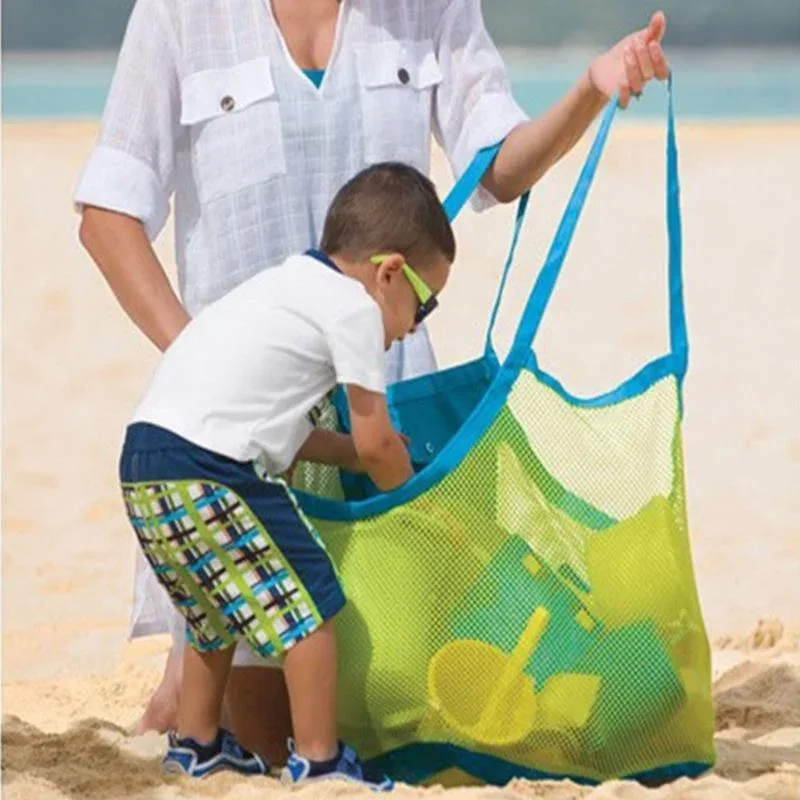 sac de plage en maille anti-sable pour enfants, sac de rangement portable pour jouets, grand sac de natation pour serviettes et organisateur de maquillage pour femmes, 1 pièce