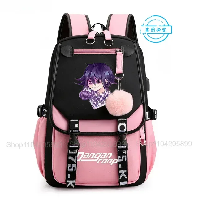 sac à dos danganronpa anime mochila, sac d'école pour étudiants, sac de voyage avec port usb, sacoche décontractée pour ordinateur portable, grand sac messager, cadeau