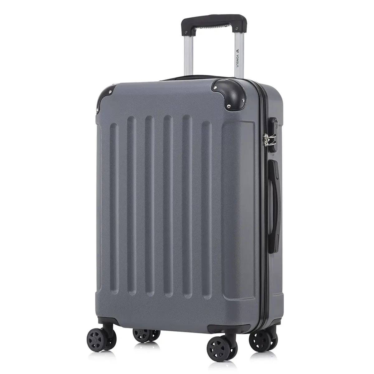 valise yonsly 16/20/24/28 pouces 4 roues 360° ° valise à roulettes robuste avec double fermeture éclair, serrure à combinaison, sac en filet, double fermeture éclair, poignée en caoutchouc souple, bagage à main