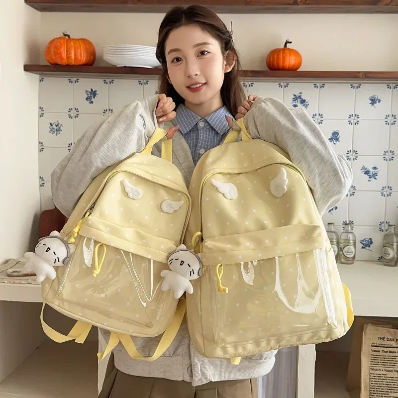 sac à dos bleu à pois, sac d'école classique unisexe, matériau en nylon, style jeune, capacité de 20 à 35 l, capacité pour ordinateur portable de 14 pouces