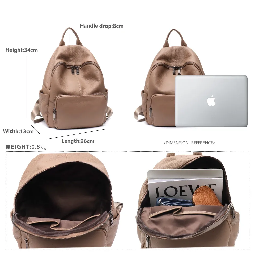 sac à dos en cuir de vache naturel pour femmes et hommes, design minimaliste, décontracté, quotidien, polyvalent, sacs à bandoulière pour étudiants, sac à dos de voyage