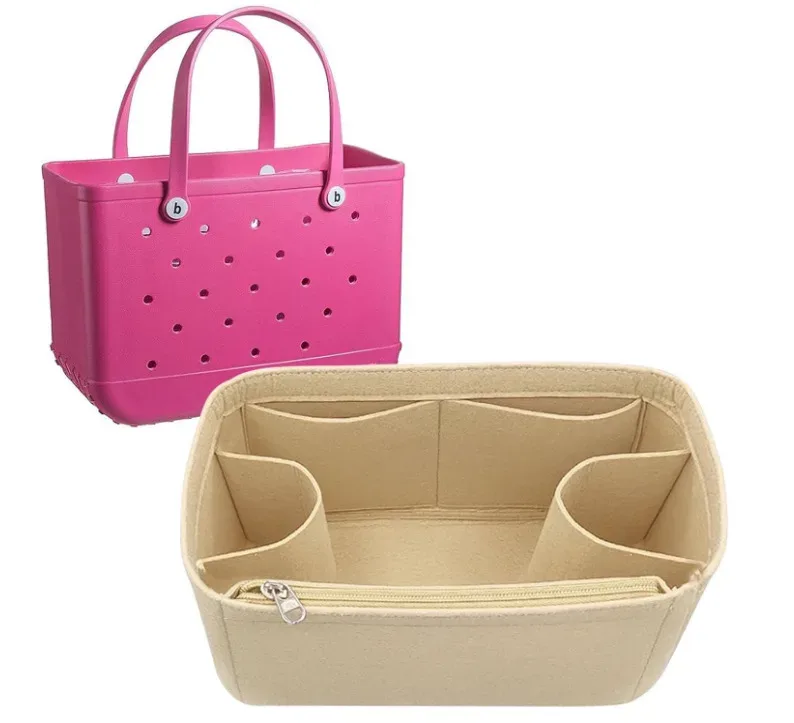 organisateur de sac à insérer en feutre pour sac bogg, grand séparateur de sac à main intérieur original, fourre-tout portable multi-poches façonnant pour sac de plage en caoutchouc