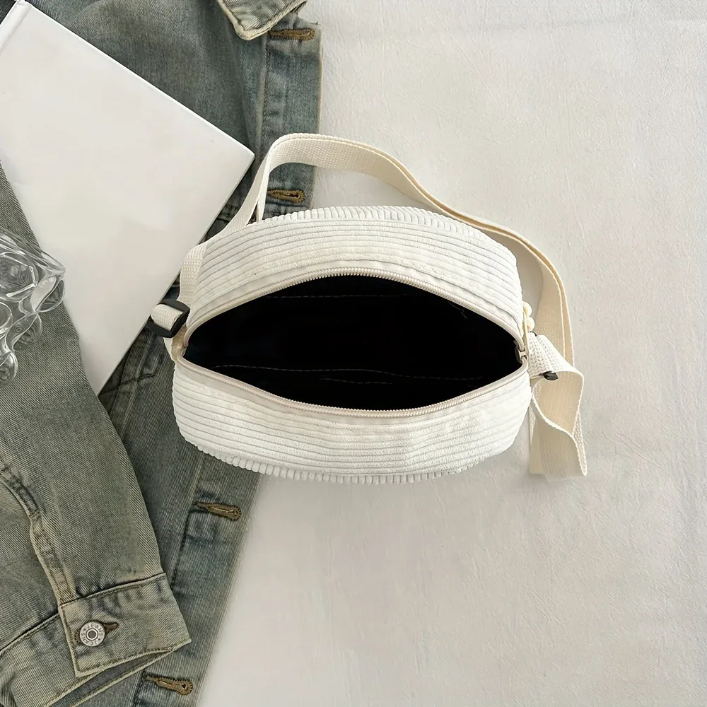 sac à bandoulière en velours côtelé harajuku vintage et polyvalent, sac de téléphone en velours côtelé décontracté japonais, sac à clés de transport