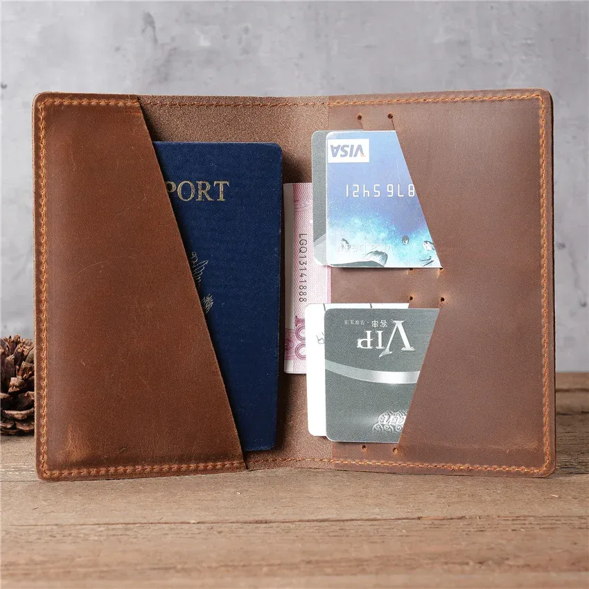porte-passeport en cuir vierge personnalisé avec noms, portefeuille de passeport personnalisé, unisexe