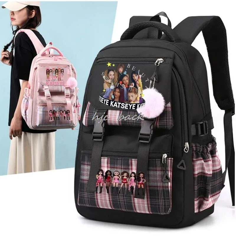 hot katseye drôle impression mochila gir'ls garçon retour à l'école livre sacs, adolescents étudiant sac à dos femmes voyage ordinateur portable sac à dos