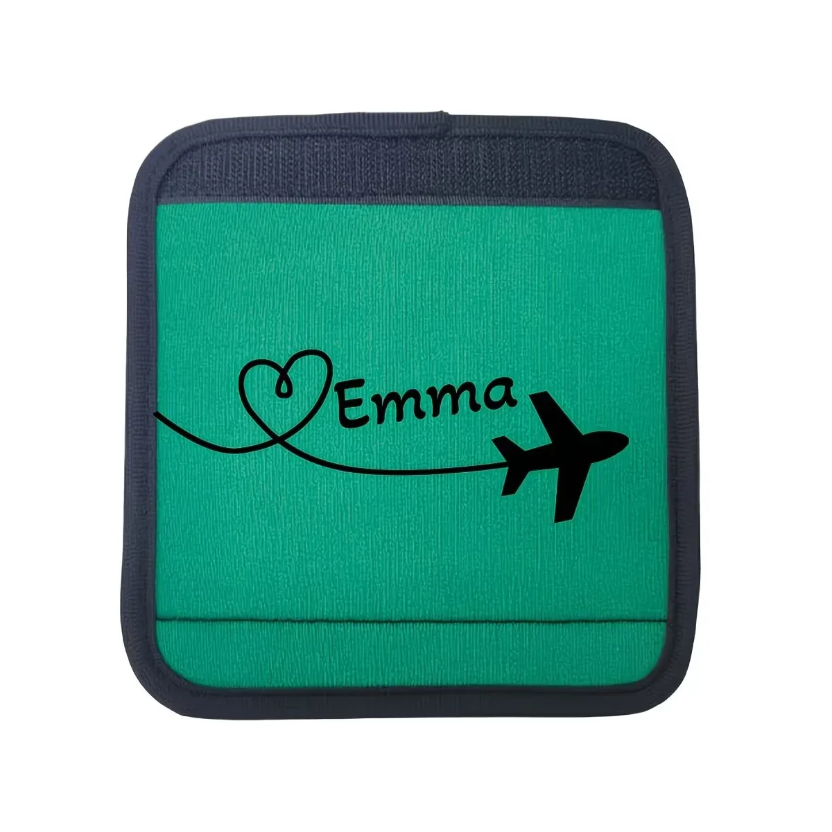 housse personnalisée, housse de protection pour poignée de bagage à motif cœur d'avion, housse de protection pour poignée de bagage avec texte personnalisé, cadeau de vacances personnalisé