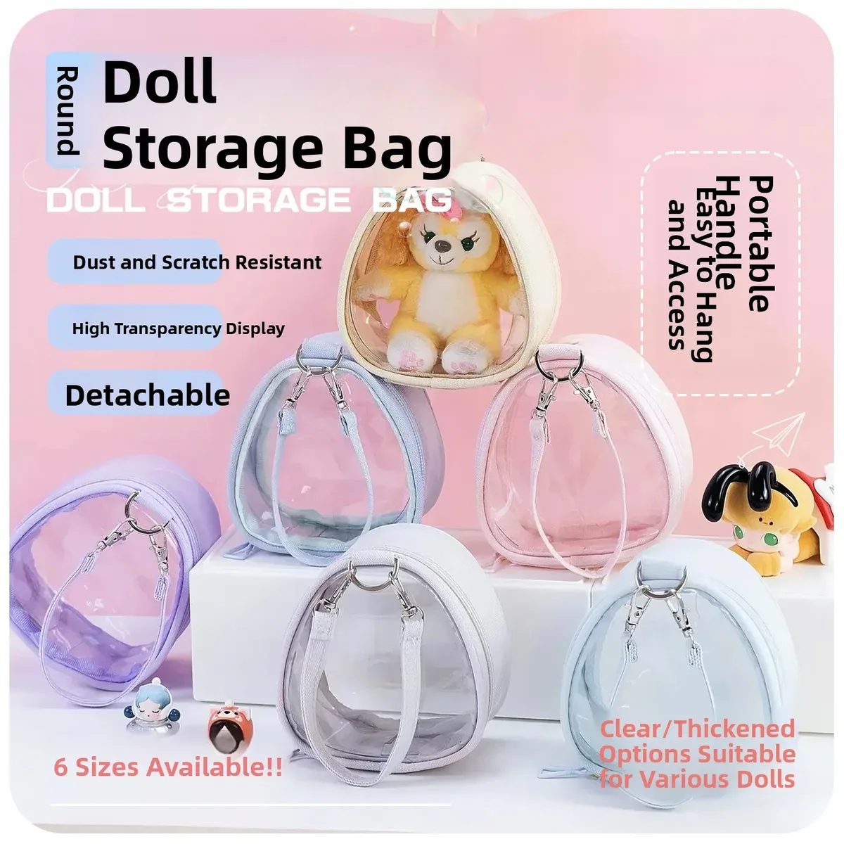 Sac à langer en PVC de 10 cm pour poupée de célébrité, sac de transport extérieur, sac de rangement polyvalent pour voyage et cosplay