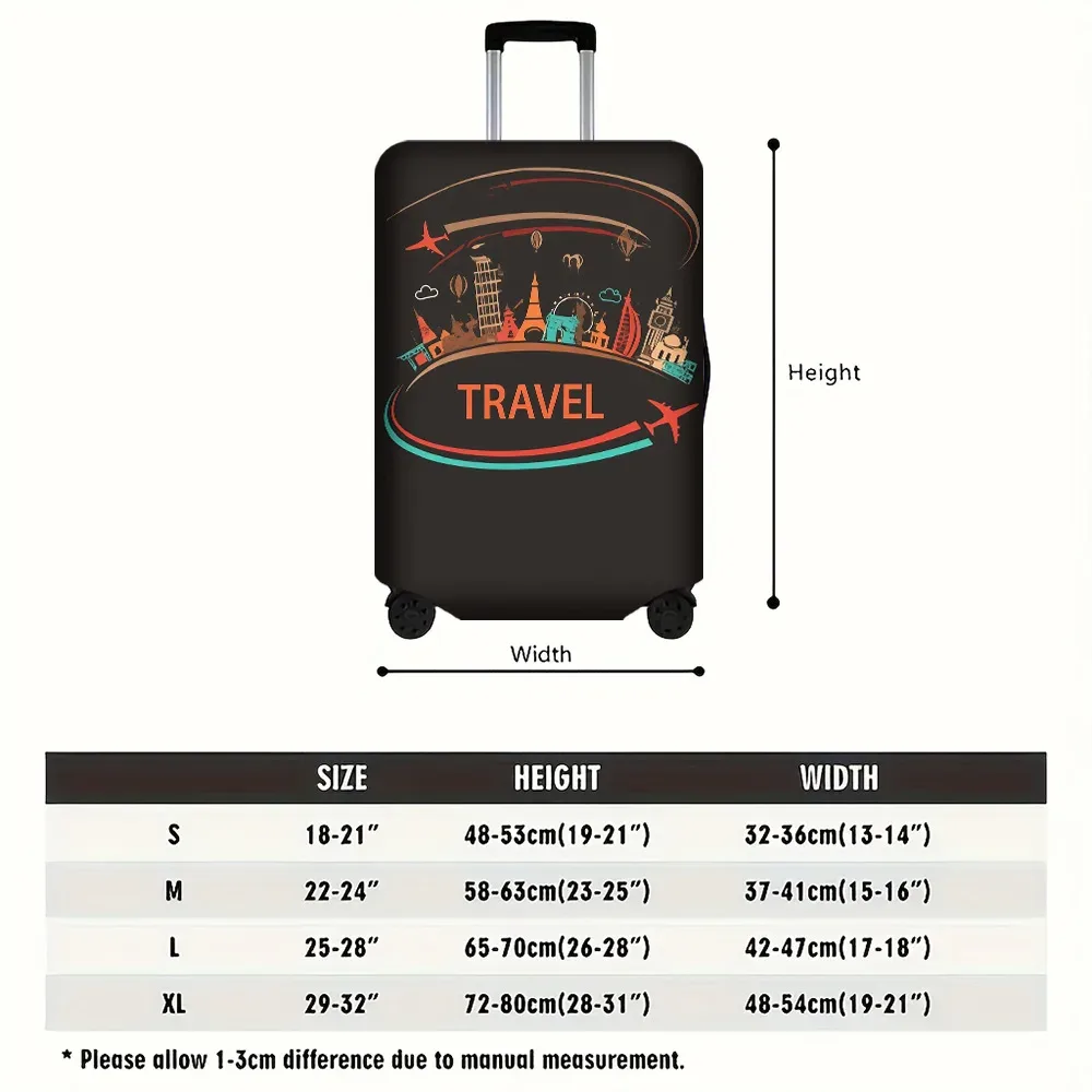 housse valise polyester design monde noir gris bleu voyages protection anti poussière élastiques accessoires