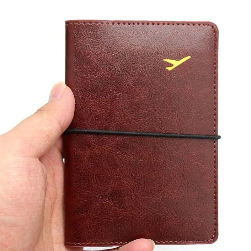 housse de passeport en cuir pu ultra fine avec bande élastique, étui de passeport pour femmes et hommes, porte-billets, porte-cartes d'identité, porte-passeport en cuir