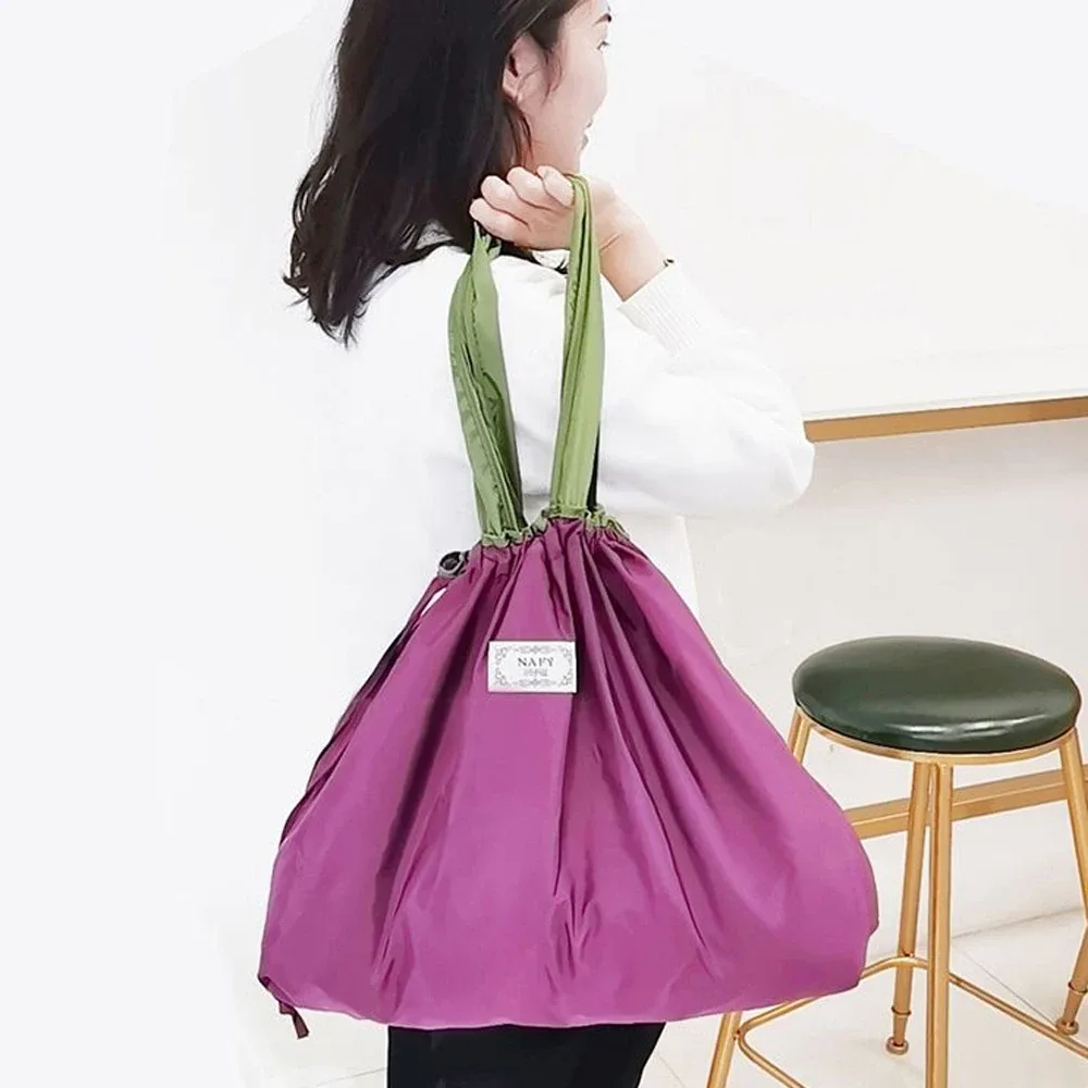 sac de courses à cordon de serrage, sac de rangement réutilisable pour supermarché, sac à bandoulière écologique pour voyage, sac fourre-tout de poche