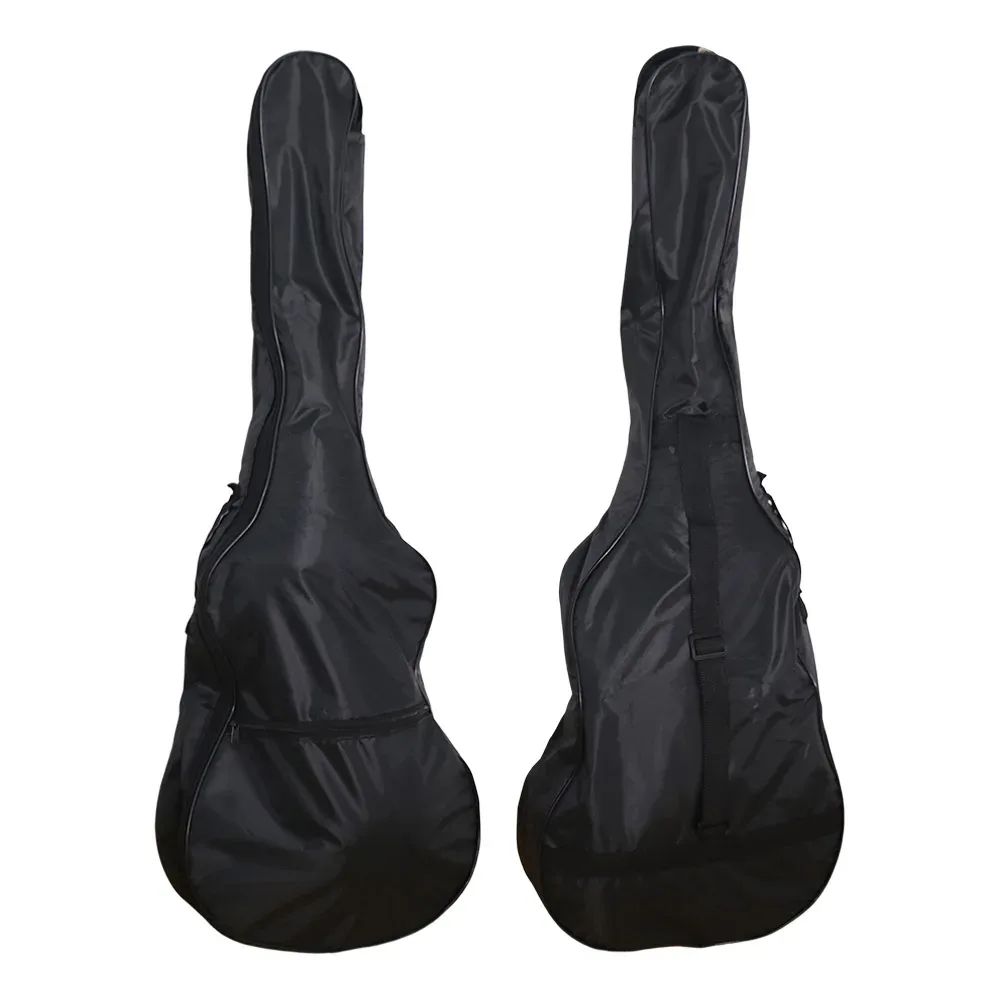 sac de guitare antichoc à sangle réglable, sac à dos de guitare en tissu oxford noir, sac à bandoulière simple imperméable avec fermeture éclair et poignée