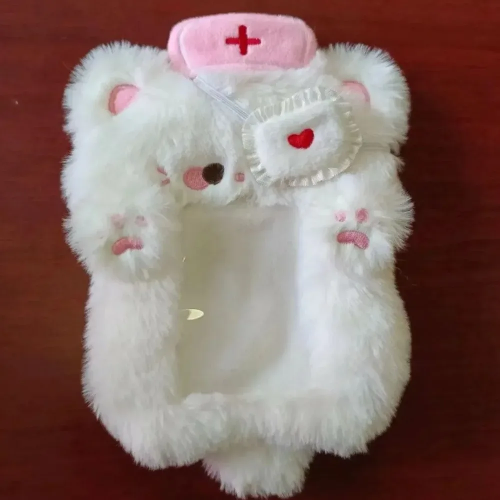 étui à cartes photo en peluche, mignon, dessin animé, lapin, chien, chat, porte-cartes, portable, ins, porte-cartes, étudiants, idole, photos, housse de protection
