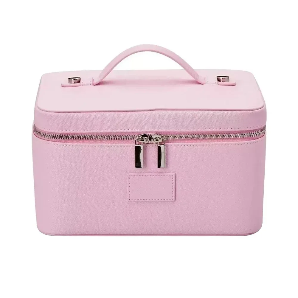 sac de maquillage en cuir pu, grande capacité, trousse de toilette étanche, forme carrée, séparateur amovible, sac de rangement pour appareil photo pour femmes et hommes