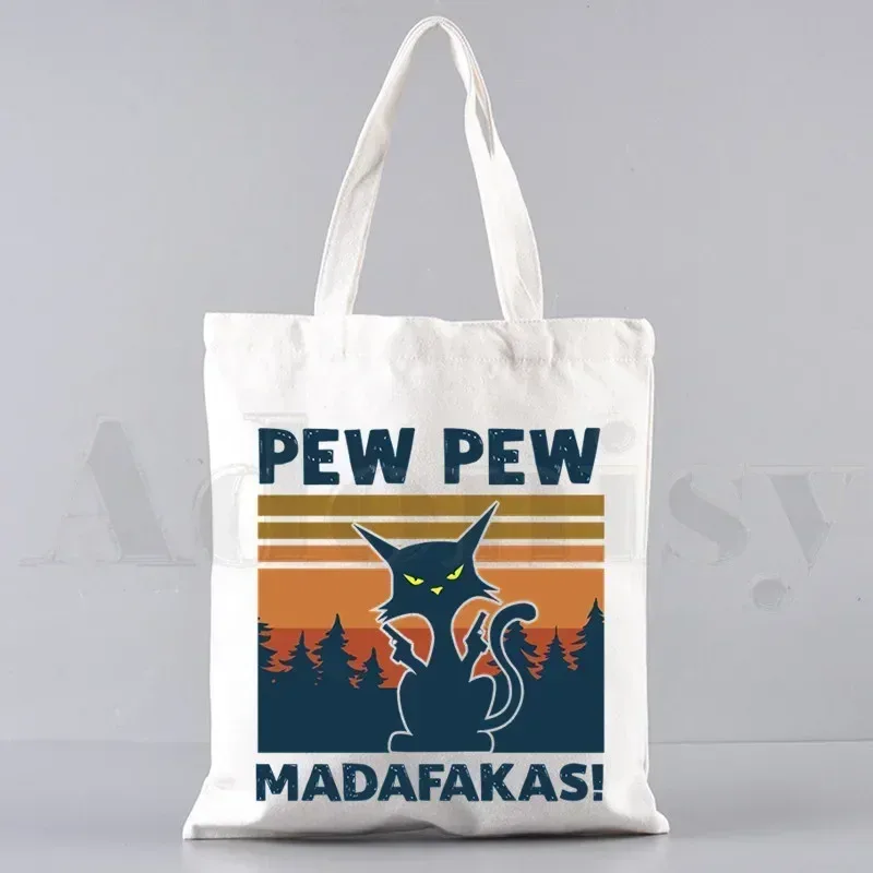 pew pew madafakas sac fourre-tout unisexe sacs en toile sacs à provisions imprimé sac à bandoulière décontracté pliable