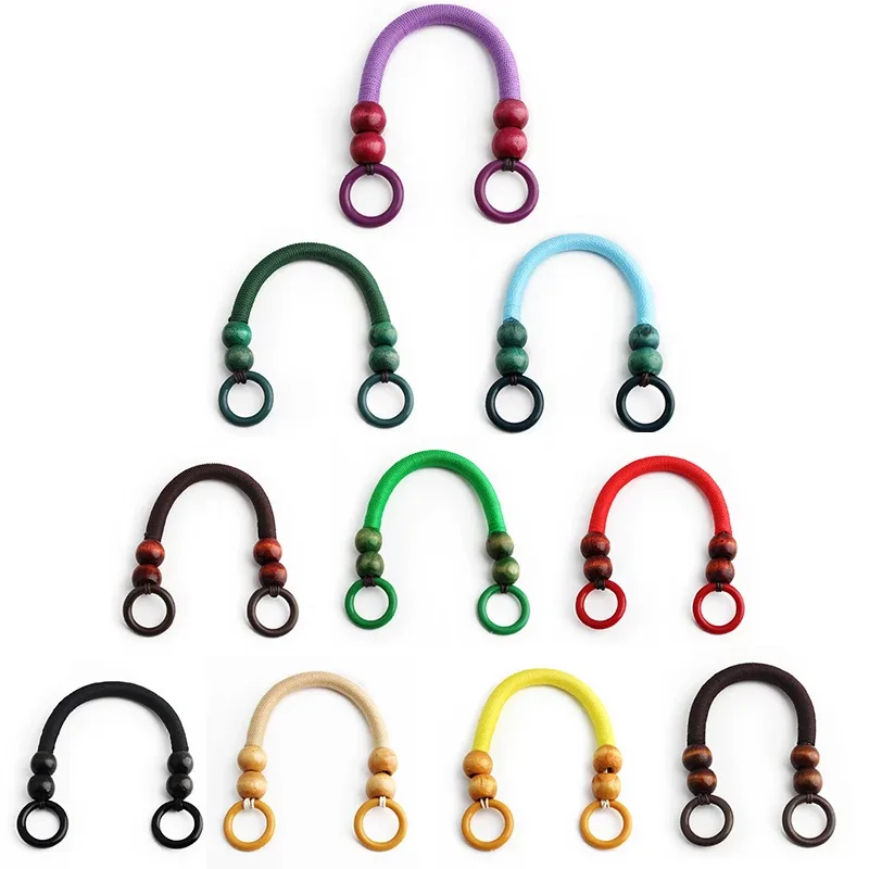 sangle de portefeuille en ulde nylon avec perles en bois, poignée de remplacement, quatre perles en bois, sac à bandoulière en forme de u, poignée de boîte-cadeau, 4 pièces