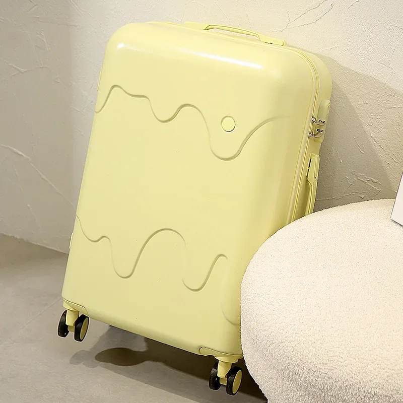 valise à roulettes de type crème glacée pour étudiants, valise à roulettes à quatre roues, bagage multifonctionnel, style mignon, boîte à serrure pour garçons, voyage, nouveau, 2025