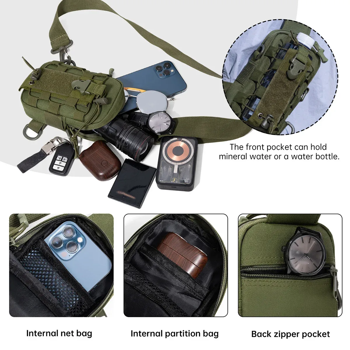 sac de bouteille d'eau, sac de bouteille d'eau à bandoulière, housse de protection de tasse multifonctionnelle, housse de tasse d'eau, sac de cyclisme, sac de poitrine de camping professionnel en plein air