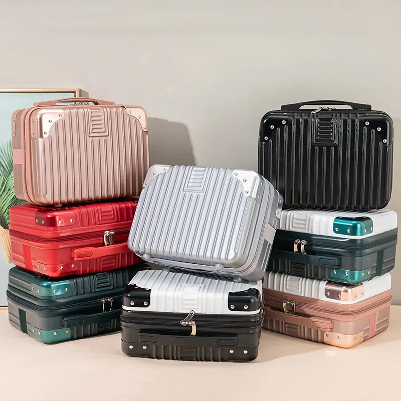 mini valise cosmétique étanche à la main pour enfants, valise d'embarquement légère, trousse de maquillage, 14"