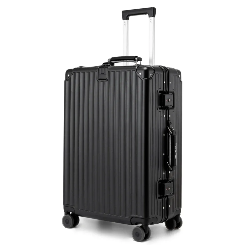 valise à roulettes fashoin en cuir souple avec poignée, coque rigide en pc, cadre en aluminium, serrure tsa, pour femme, 20/24 pouces