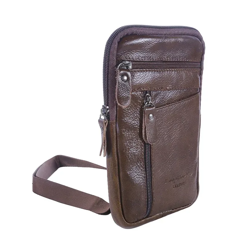 sac de taille en cuir pour hommes, sac pour téléphone portable, ceinture de sport de plein air, petit sac à bandoulière pour faire d'affaires