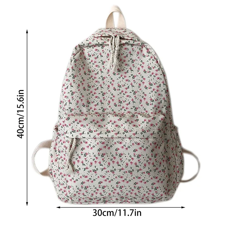 sac à dos scolaire floral blanc pour adolescentes, sac à dos mignon pour femmes, sac à livres en nylon