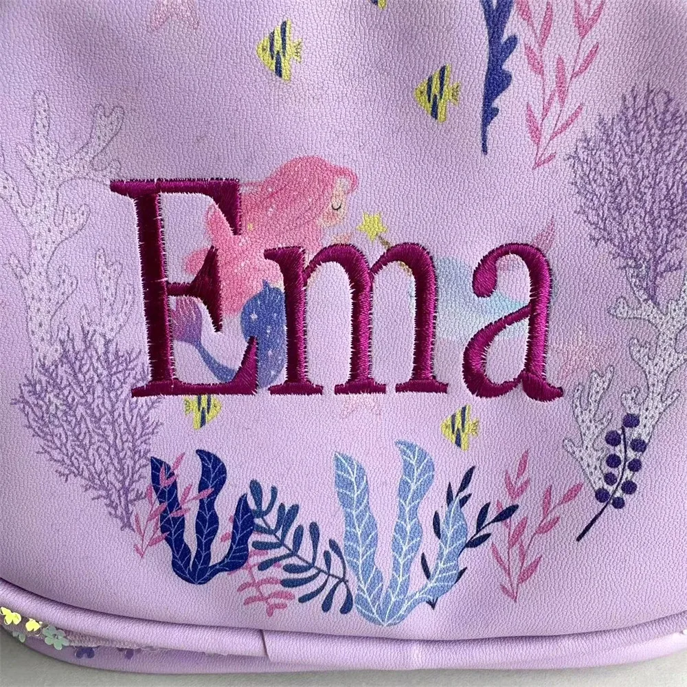 sac à dos princesse à paillettes personnalisé, nom personnalisé, nouveau petit sac d'école pour enfants, sacs à dos de collation de voyage en plein air pour bébés filles