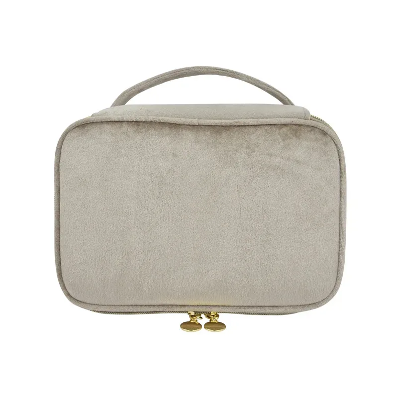 nouvelle trousse de maquillage en velours grande capacité, sac de rangement multifonctionnel portable pour voyage et toilette, pochette cosmétique en velours à main