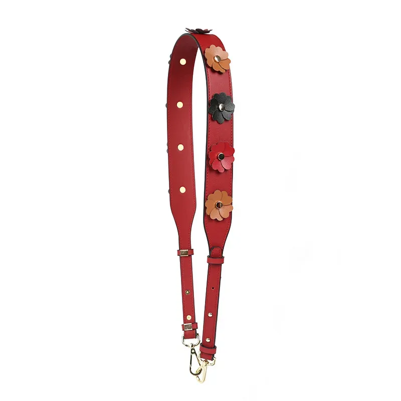 large sangle de sac à bandoulière en cuir pu pour femmes, longue sangle de remplacement pour sac à main, rivet coloré, poignée de sac à bandoulière florale