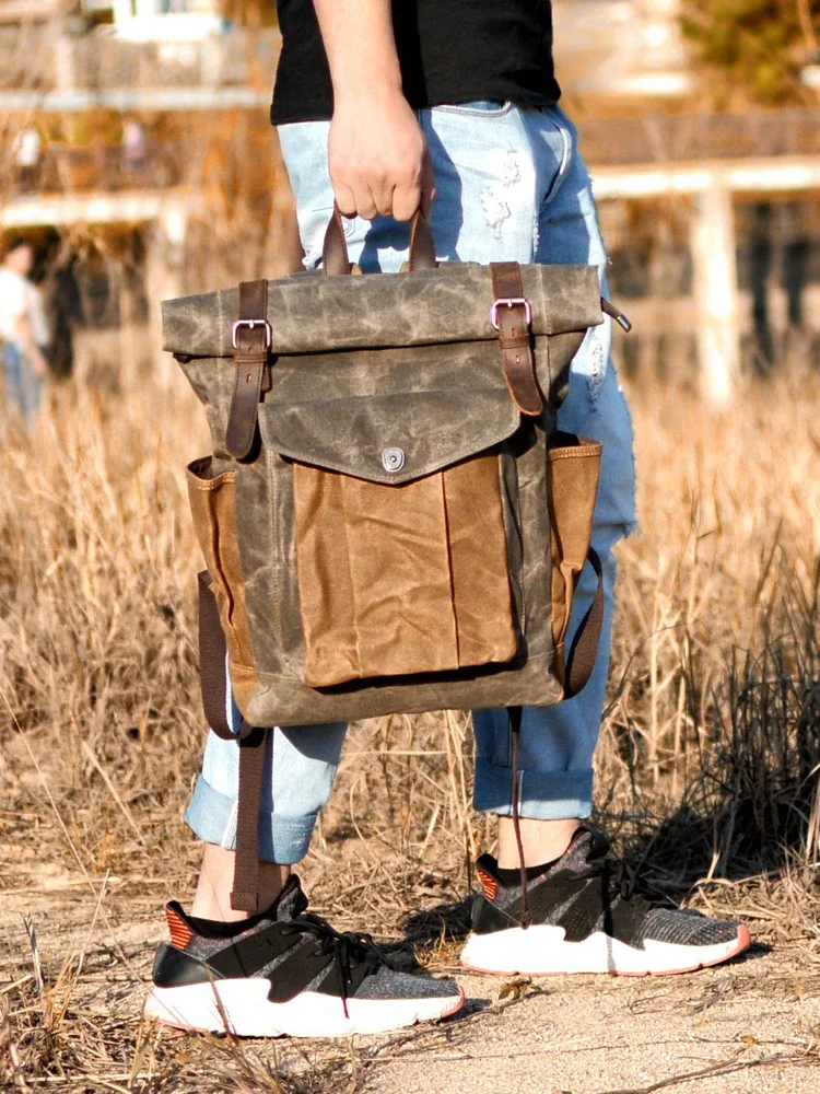 sac à dos en toile pour hommes, loisirs de plein air, simple et pratique, grande capacité, sac d'alpinisme, sac de voyage pour hommes