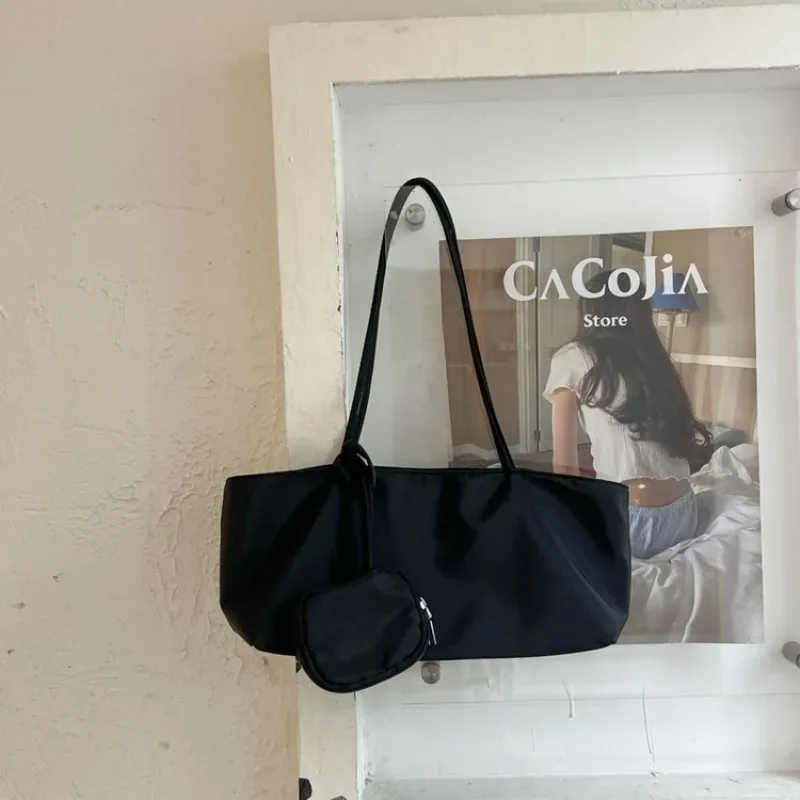 sac fourre-tout pour femme ceekay en cuir pu souple foncé, grand sac à bandoulière avec détail cordon de serrage et mini pochette, style décontracté quotidien pour les trajets