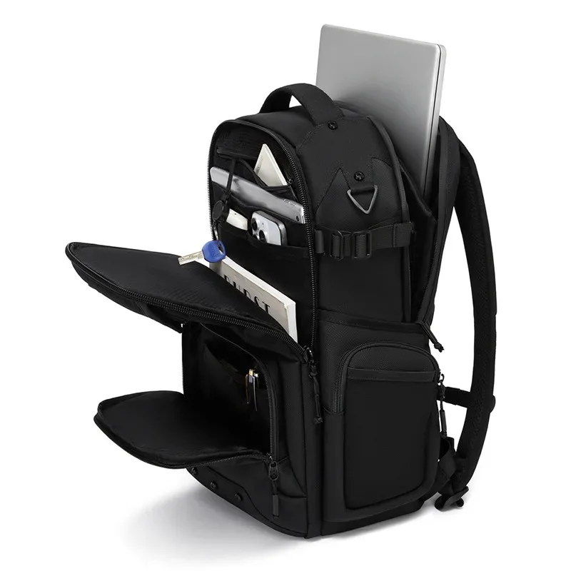 sac à dos d'affaires ozuko pour homme, sac à dos pour ordinateur, imperméable, grande capacité, idéal pour les trajets quotidiens, design simple et élégant, sac d'école haut de gamme.
