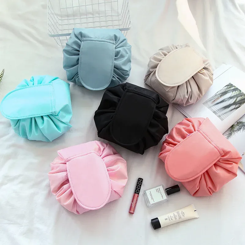 sac à cosmétiques à cordon de serrage pour femmes, sac de rangement de voyage, sac de maquillage, organisateur, pochette de maquillage portable étanche, trousse de toilette et de beauté