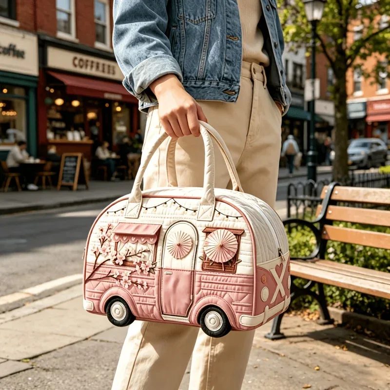 sac de voyage matelassé en forme de bus, grand sac fourre-tout à fermeture éclair, idéal pour les fêtes, la plage, les trajets quotidiens et les escapades de week-end - bagage à main