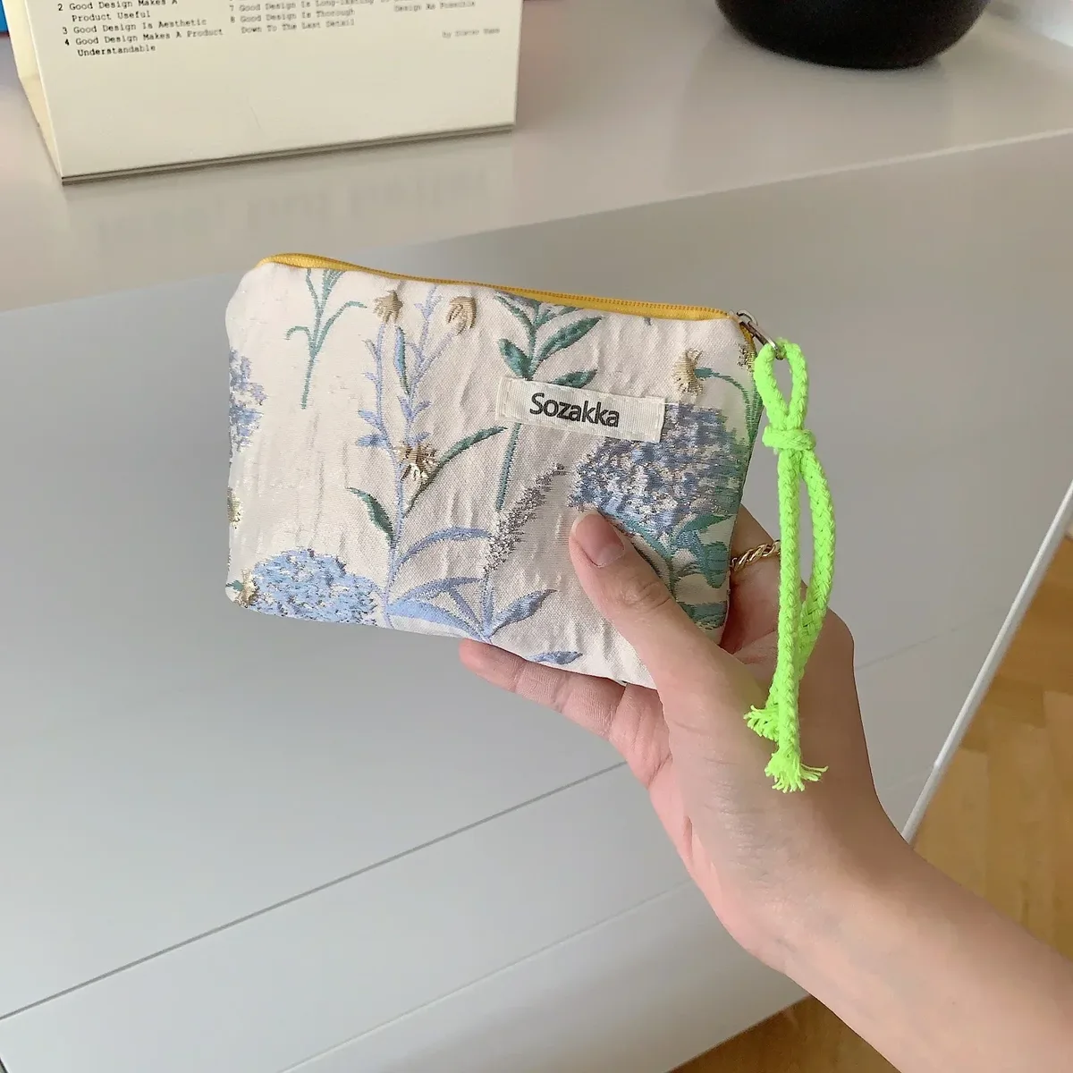 petite trousse de maquillage cosmétique pour femmes et filles, mini sacs à fleurs en coton, trousse de maquillage rouge à lèvres, sac à main pour enfants, trousse à poudres à monnaie