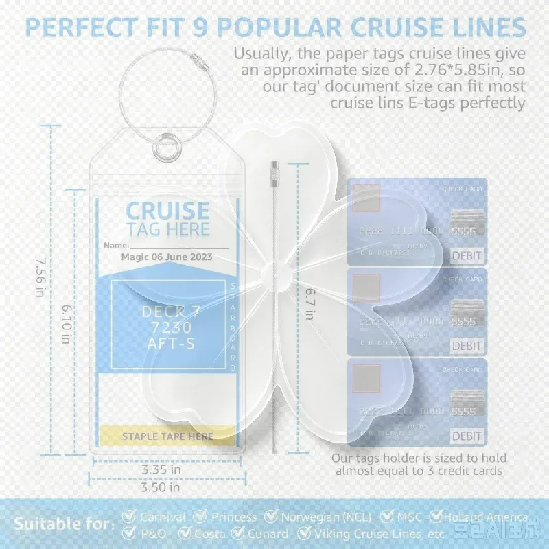 étiquette de bagage multifonctionnelle pour bateau de croisière, boucles en fil d'acier, porte-carte d'identité vertical en pvc transparent, étanche, étiquette de voyage, 5 pièces