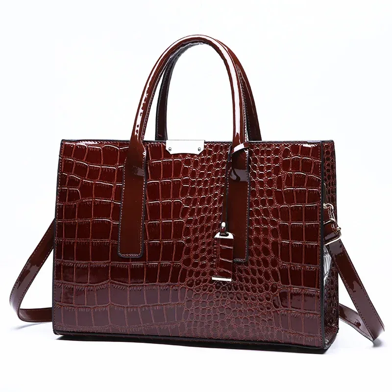sac à bandoulière crocodile en cuir verni pour femmes, sacoche de bonne qualité pour dames