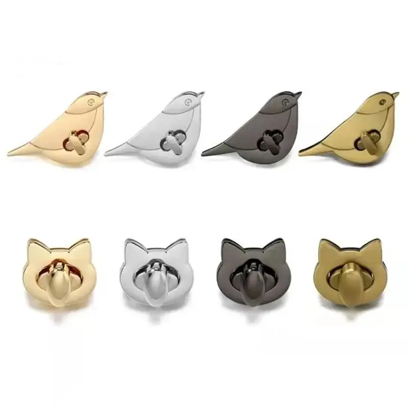 fermoirs en métal motif chat/oiseau pour sacs, fermoirs rotatifs pour sacs à main en cuir diy, sacs à bandoulière, accessoires de quincaillerie et de décoration