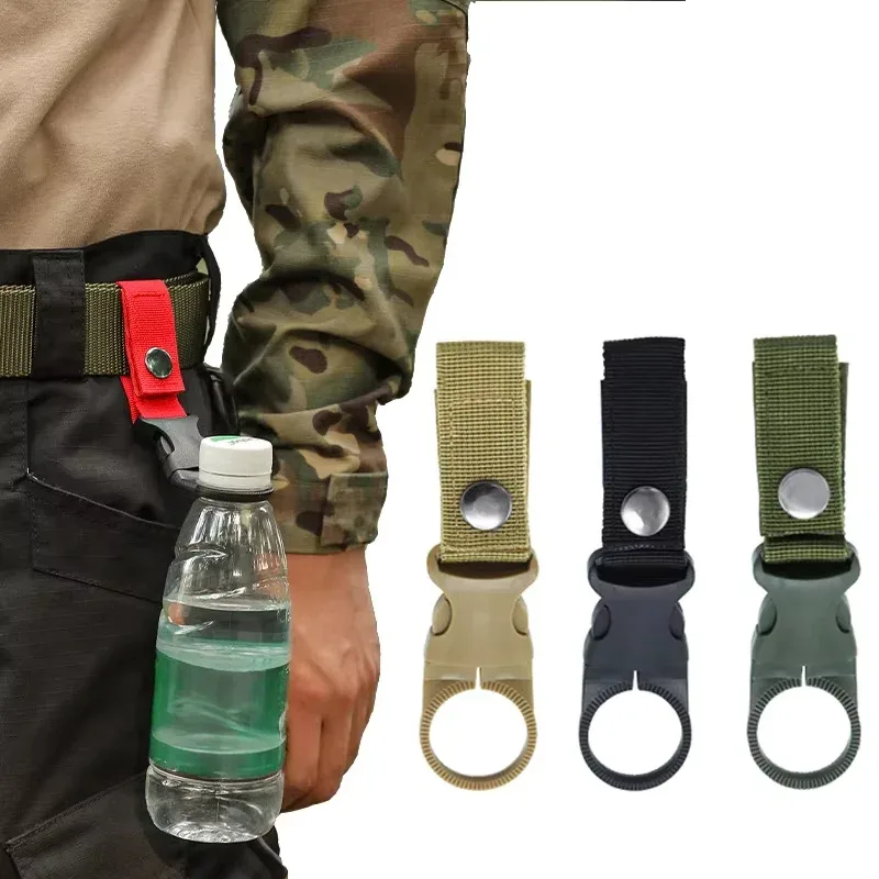 mousqueton porte-bouteille d'eau, clip de fixation pour ceinture et sac à dos, en sangle nylon multifonction