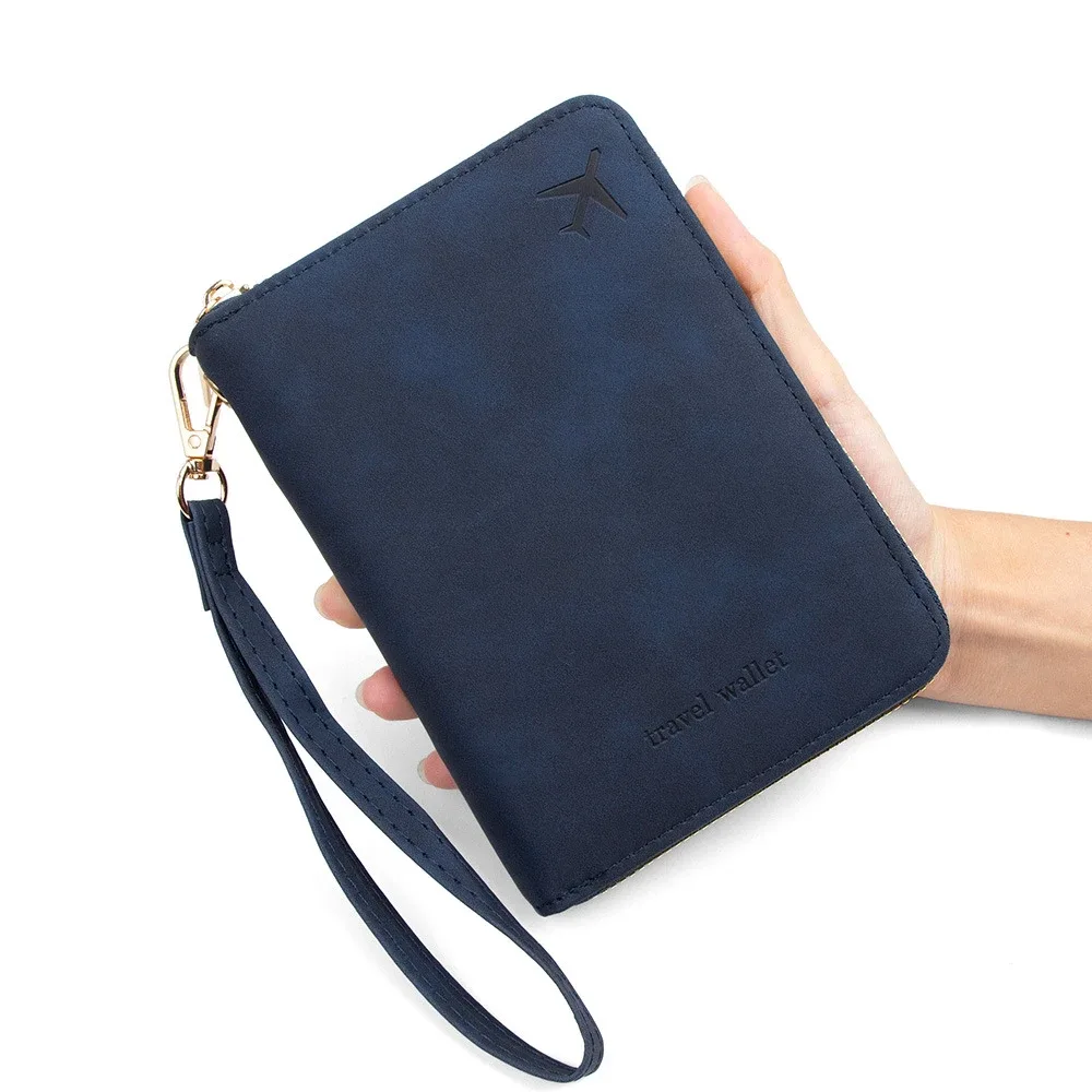 étui de passeport rfid anti-magnétique personnalisé avec fermeture éclair pour voyage, porte-passeport, sac de rangement de documents multifonctionnel