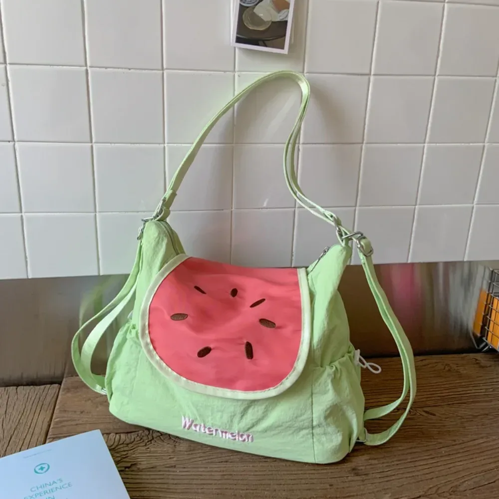 sac à dos en nylon couleur dopamine, mignon, fruits, style coréen, grande capacité, sac messager en tissu, sac de livre léger créatif, voyage