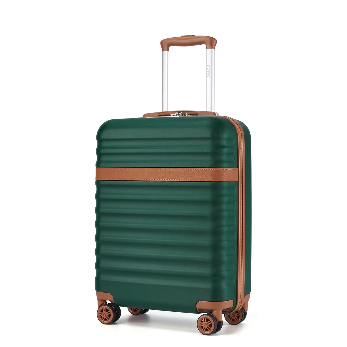 étui rigide kono abs + pc à 4 roues, bagage/valise à main avec chariot à verrouillage tsa (55/65/75 cm)