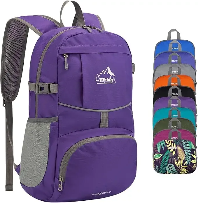 waterfly sac à dos pliable pour randonnée : 25 l, ultra léger, pliable, imperméable, pour voyage en plein air, pour femme et homme