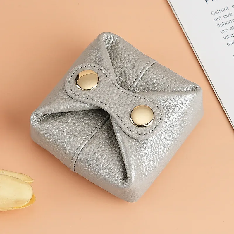sac à cosmétiques en cuir véritable pour femmes, pochette de maquillage mignonne, petite boîte à clés pour écouteurs, étui de rangement pour rouge à lèvres, mini porte-monnaie à la mode