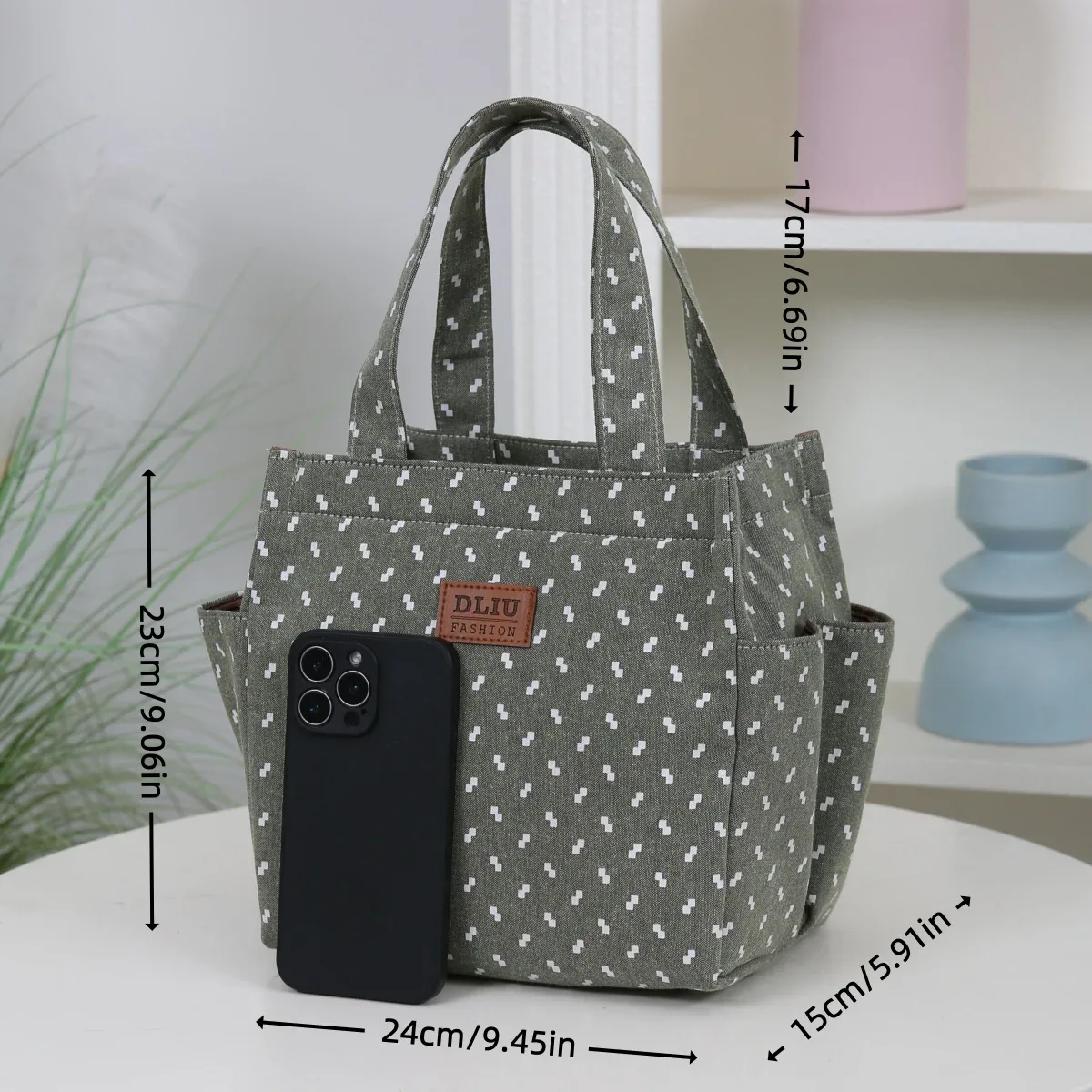 sac fourre-tout en tissu, sac de rangement pour boîte à lunch, sac à lunch, sac polyvalent pour les trajets de travail, adapté pour les sorties shopping et l'utilisation quotidienne.