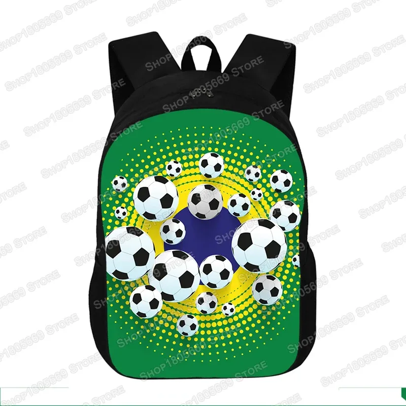 sac à dos imprimé football pour jeunes, cartable d'école, grande capacité, sacs de rangement, sac d'ordinateur, cadeau pour enfants, garçons et bol
