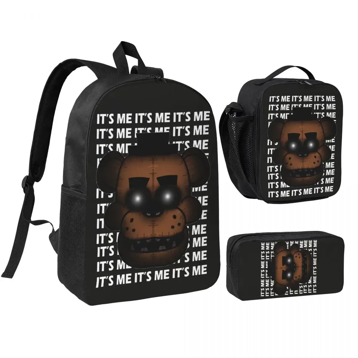 sac dos polyester noir motif clown stylistique bourse déjeuner trousse stylos accessoires voyage étudiant retour école portable
