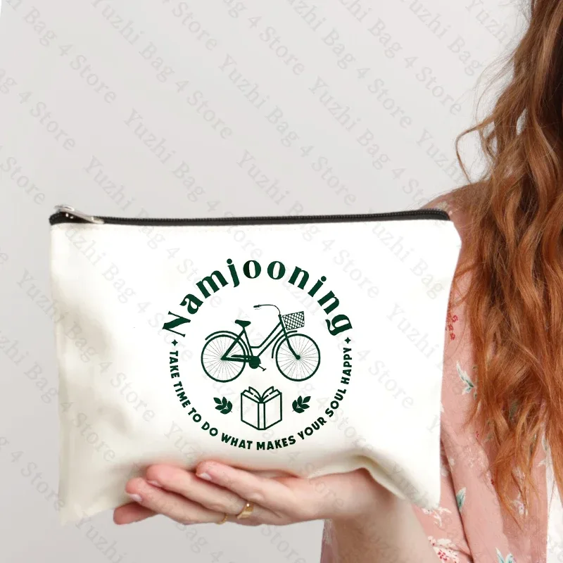 namjooning motif kpop fans merch femmes sac cosmétique articles de toilette esthétique organisateur de voyage trousse de toilette trousse à crayons fille
