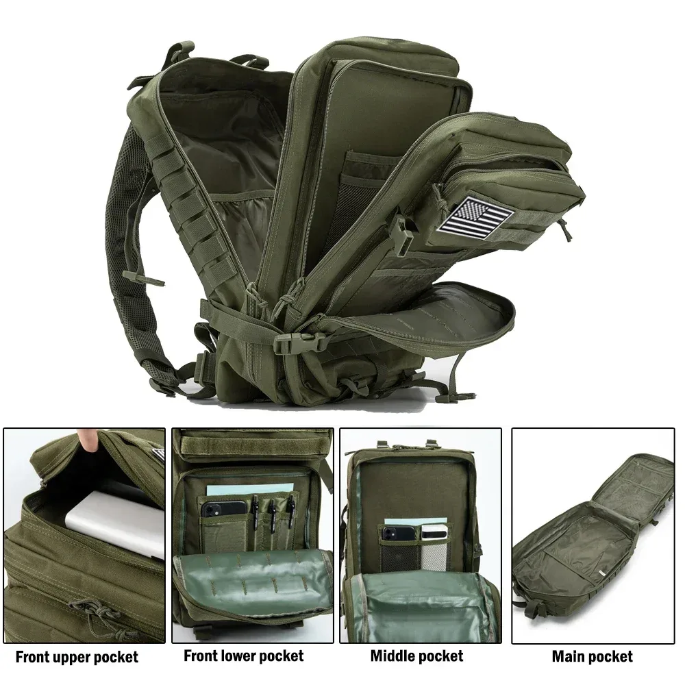 45l sac à dos tactique grande capacité sac à dos extérieur 3 jours fitness sac de randonnée randonnée camping équipement sacs à dos